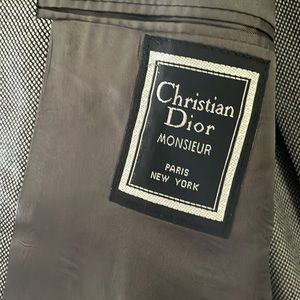 Vintage Christian Dior Monsieur grey suit and pants. Grey with white dots.